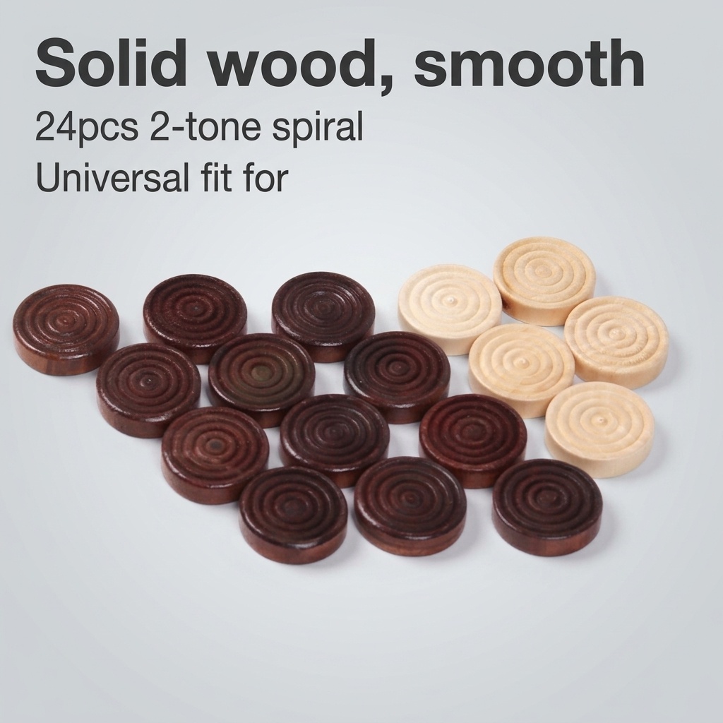 Chess Set Wooden - Набор из 24 деревянных круглых фишек