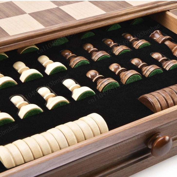 Chess Set Wooden - Набор для шахмат и шашек из